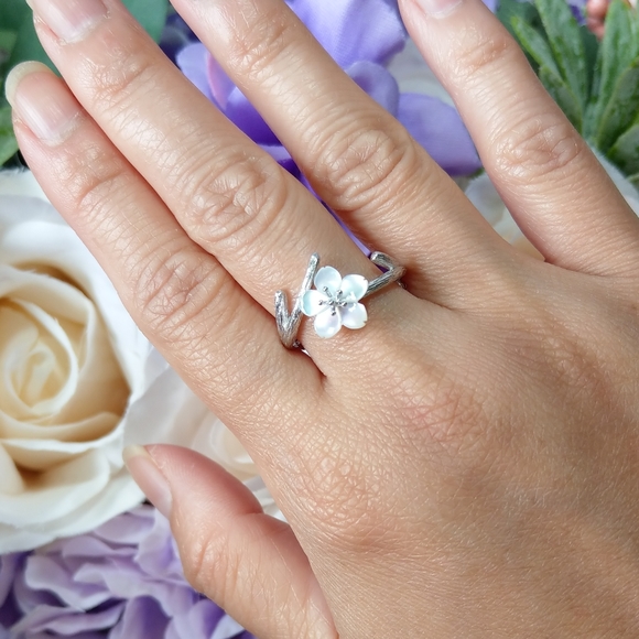 💎NEW💎S925 CHERRY BLOSSOM PEARL RING - Picture 3 of 13